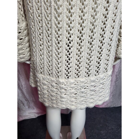 Sigrid Olsen Signature Knit Crochet Open Duster Cardigan Size Medium - Picture 11 of 13